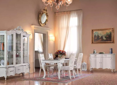 Klassische Esszimmer Möbel Essgarnitur Esstisch 4x Stühle Essgruppe 7tlg